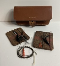 Vintage Leather Fly Fishing Pouch With Selection Of Salmon/Sea Trout Flies VGC