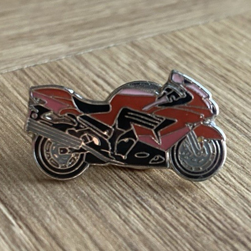Red motorcycle enamel lapel - red,