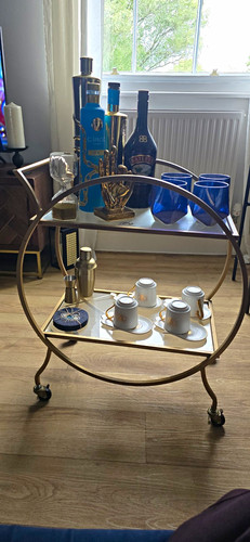 Gold metal glass oval - gold,