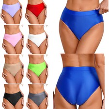 UK Women Underwear Briefs Low Rise Knicker Silk Satin High Waist Panties Stretch