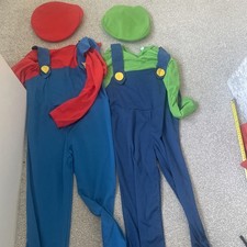 Mario And Luigi Dressing Up Costumes By Rubies Child’s Medium Approx 9-10 Years