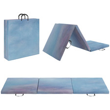 HOMCOM 6FT Foldable Gymnastics Mat, Tri-Fold 2" Thick Crash Mat - Blue