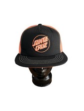 Santa Cruz Skateboard Cap Orange Black Large Logo Deadstock Flat Mesh Back New