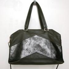 Khaki Green Leather Crossbody Shouder Handbag Bag Indie Grunge Boho  2 Sections