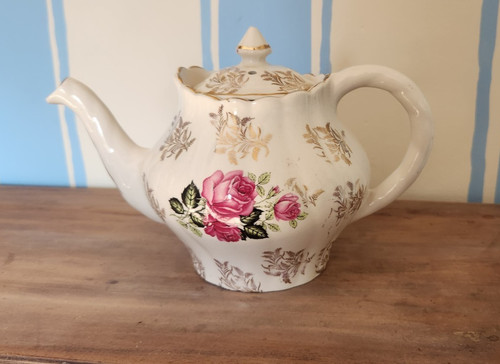 Vintage floral ceramic teapot - ceramic,