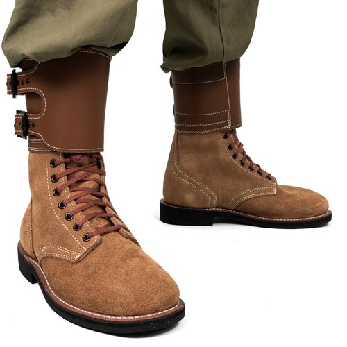 Army leather buckle boots - army,