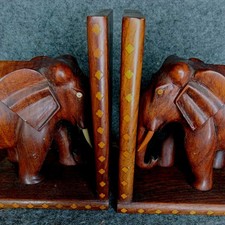 two elegant elephant bookends