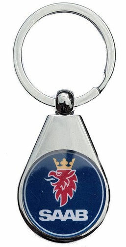 Saab blue logo chrome keyring - saab,