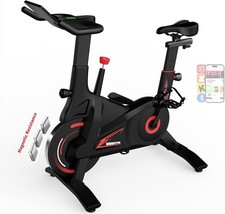 Silent Magnetic Spin Bike w/ App Sync, 100 Resistance Levels & Compact Design
