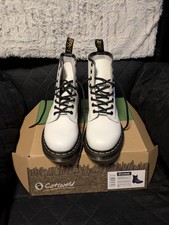 Beautiful White Leather 8 hole Doc Martens,size 4, Worn Once, No Box.