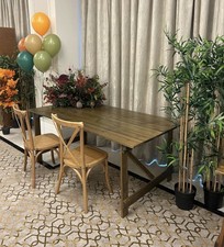 Folding wooden trestle tables