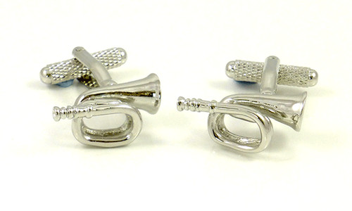 Bugle cufflinks rhodium - cufflinks,