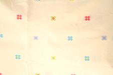 VINTAGE FABRIC, MATERIAL, CREAM, EMBROIDERED FLOWERS, NEW, 3 METERS, OFF WHITE