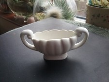 Wade England Miniature White Scalloped Double Handled Posy Bowl / Vase 4" Wide