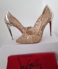 Christian Louboutin Follies Lace 100 Rose Gold Mirrored heels size 38.5 UK5.5