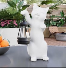 Solar Powered Resin Garden Statue - Cat - Waterproof 10 Inch Garden Statue(Hand)