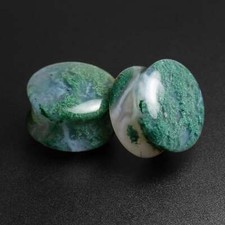 Moss Agate Double Flare Convex