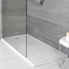 Hudson Reed White Walk-In Shower Trays with Draining Area Modern Bathroom