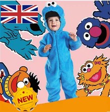 🎁KIDS Unisex Sesame street Cookie Monster&Elmo costume pajamas Flannel Outfit