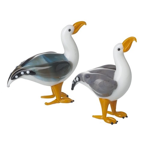 Glass seagull ornaments set - glass,