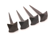 3” Iron Nails (4 pcs) Hand Forged Black Rustic Antique Diamond Head Nails Pack