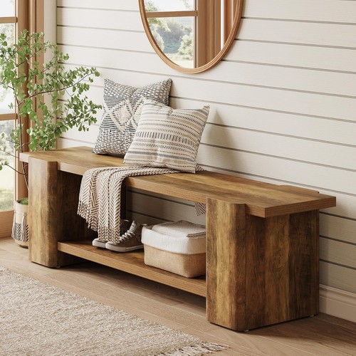 Wood entryway bench - wood, modern