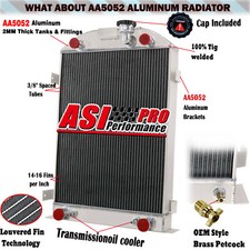 ASI 4 ROW Aluminum Radiator FOR 1935-1936 Ford Model-A FLATHEAD 28"HEIGHT
