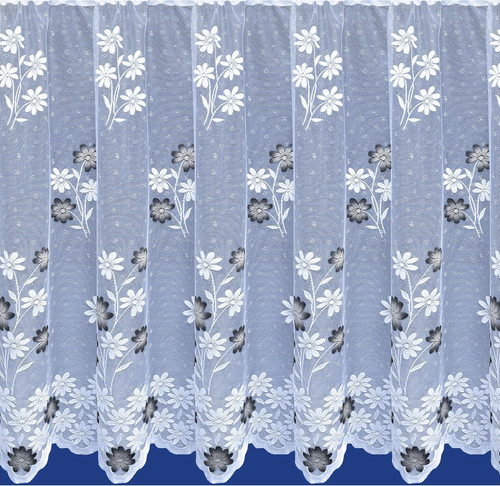 Grey and white net curtain - white,
