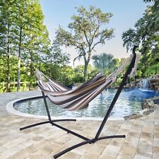 Double Hammock with Stand, Outdoor Hammock with Powder-coated Steel Stand