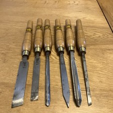 Woodturning set of chisels 6 Various gouges by Mawhood Sheffield steel