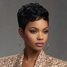 Black Hair Wig Synthetic Pixie