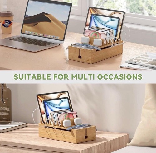 Bamboo charging stand rack - bamboo,