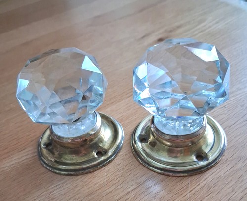 Pair old vintage faceted - pair,