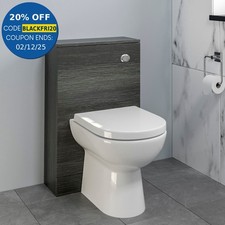 Bathroom Toilet Concealed Cistern Unit Pan Soft Close Seat Charcoal Grey 500mm