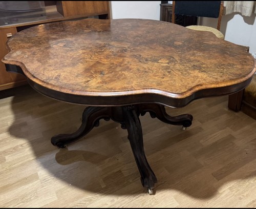 Burr walnut oval dining table - burr,
