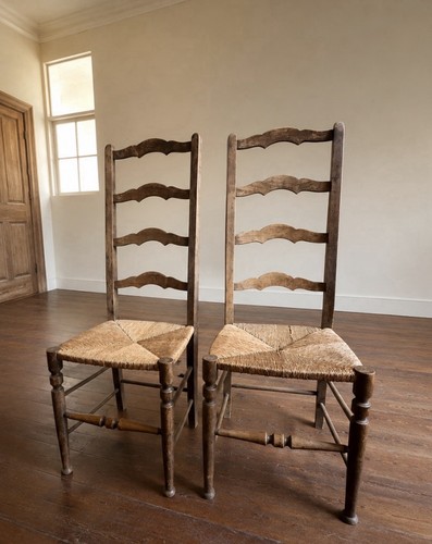 Pair vintage rustic oak - vintage,