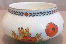 Crown Ducal : Small Sugar Bowl : Poppies Pattern : Art Deco