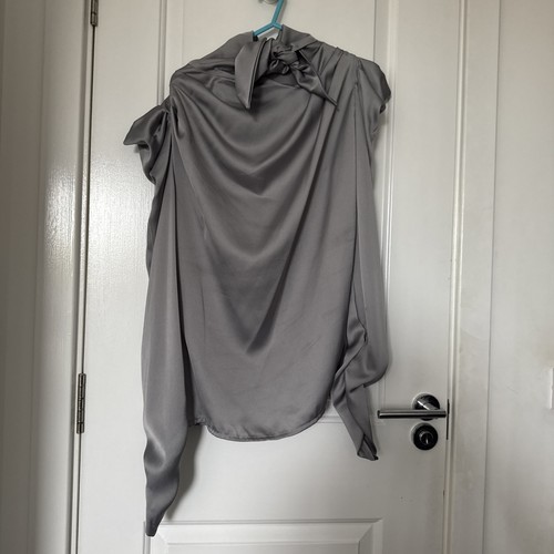 Grey satin blouse - grey,