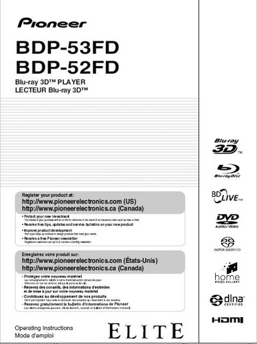 Pioneer bdp 53fd blu ray - bdp-53fd, blu-ray