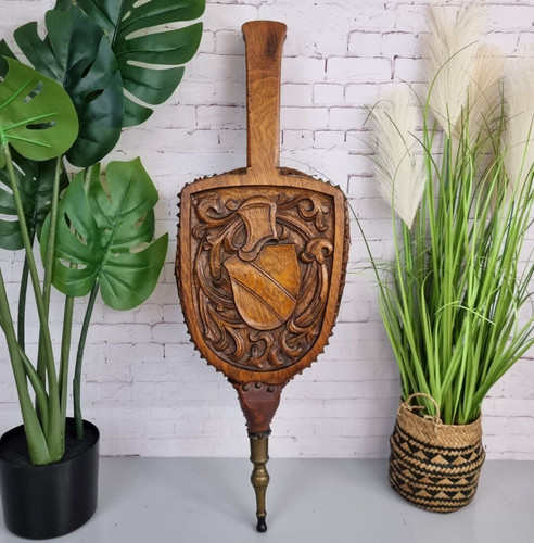 Antique bellows carved - carved, wood