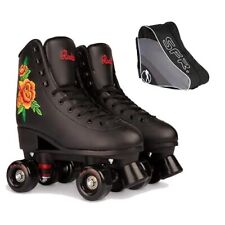 Rookie Rosa Quad Roller Skates Black with Optional Skate Bag