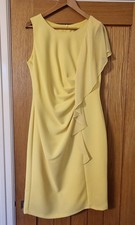 Michaela Louisa Lemon Yellow Dress Size 14 fully lined flattering sleeve size 14