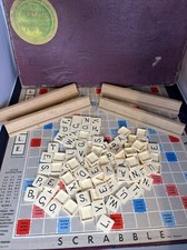 Vintage Red 1954 Scrabble Board Game-Spear & Sons.Wooden Tile Holders