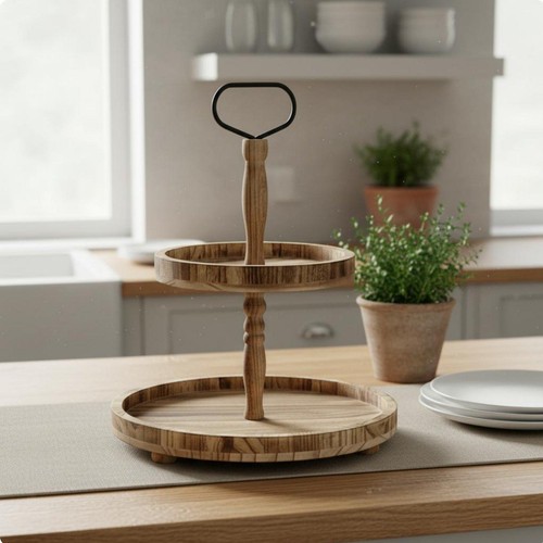 Handcrafted wooden two tier - handcrafted,