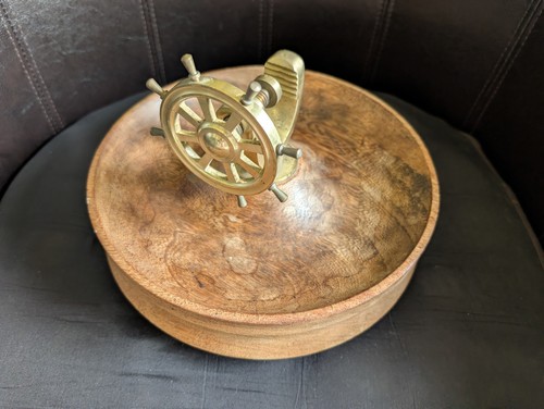 Vintage brass ships - brass, wheel