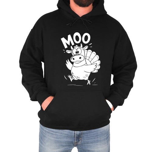 Funny cow mens hoodie - cow, mooing