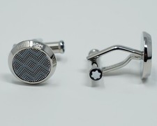 Montblanc Cufflinks Urban Spirit Grey Blue Steel Round 116654 RRP £330 55G