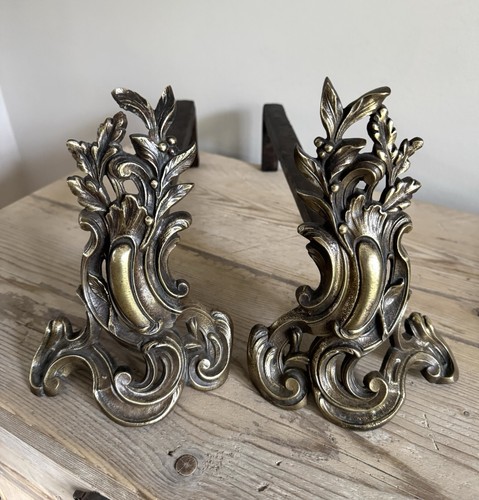 Antique brass fire - antique, dogs