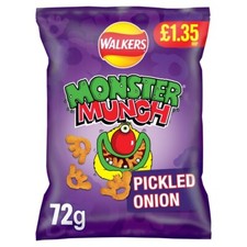 15 x Monster Munch Pickled Onion Crisps 72g – Box – Bold Flavour Snack Bags