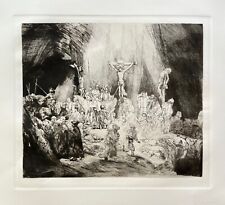 Rembrandt CHRIST CRUCIFIED BETWEEN TWO THIEVES Amand Durand Etching Art 22" x 24